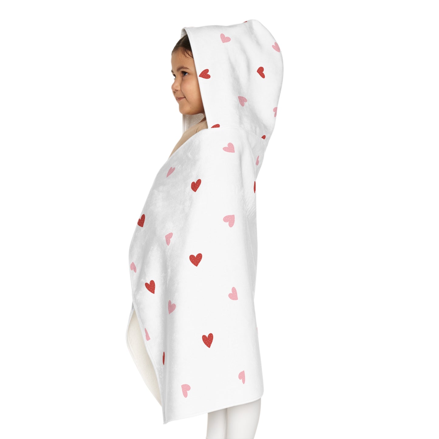 Polka Hearts Youth Hooded Towel