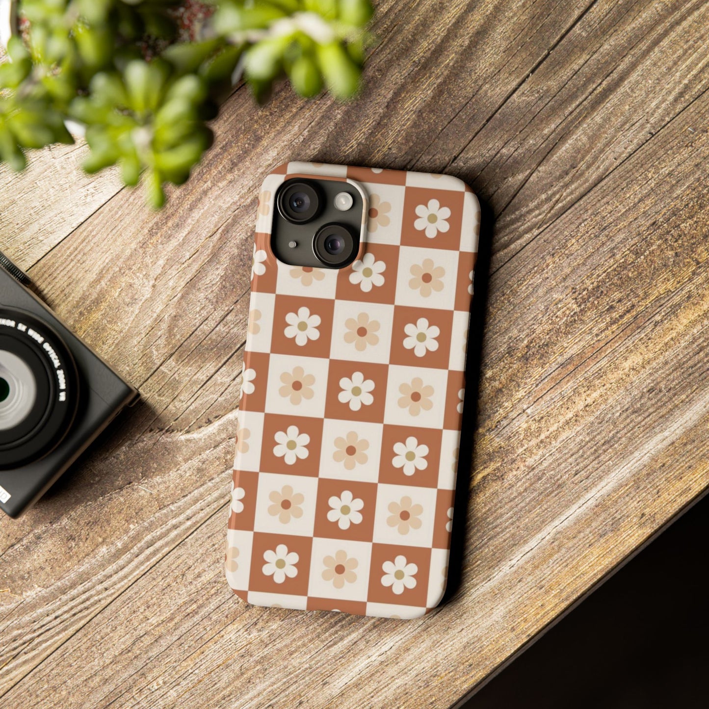 Autumn Checkered Floral Slim iPhone Case