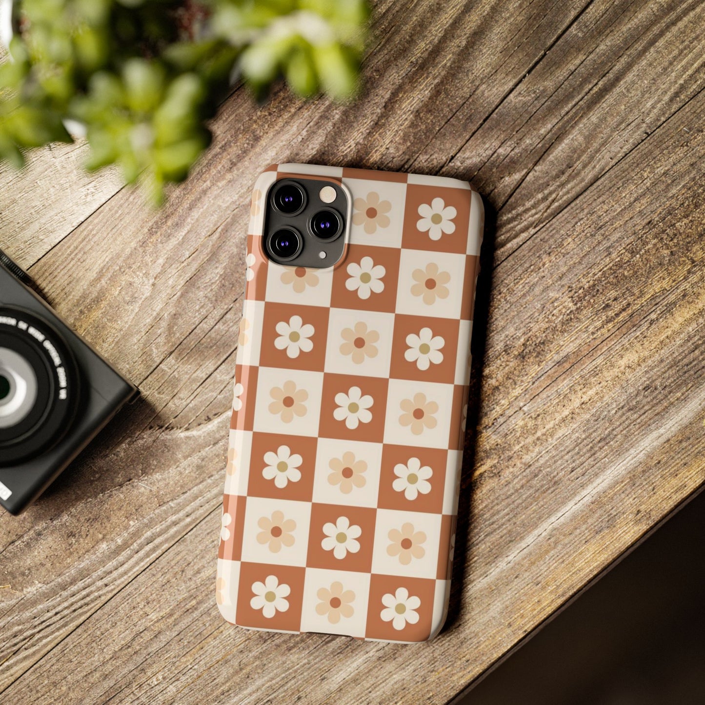 Autumn Checkered Floral Slim iPhone Case