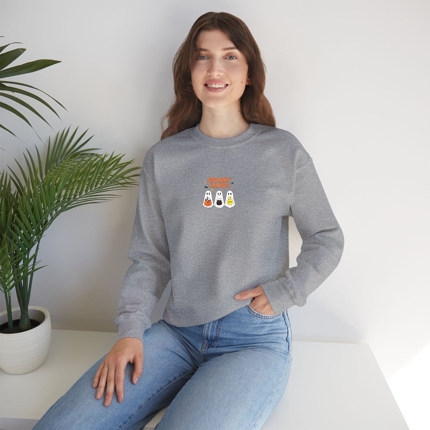 Spooky Squad Trick or Treat Embroidered Crewneck Sweatshirt