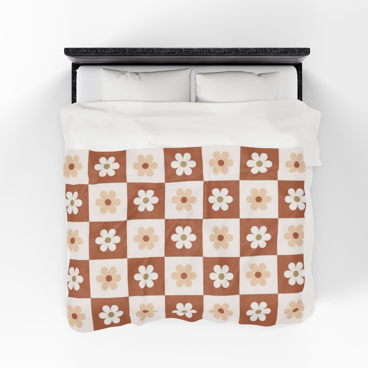 Autumn Checkered Floral Velveteen Plush Blanket
