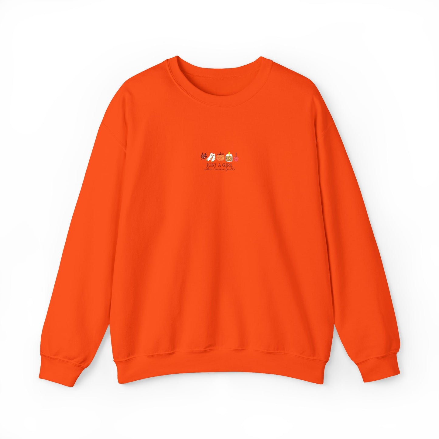 Just a Girl Who Loves Fall Embroidered Crewneck Sweatshirt