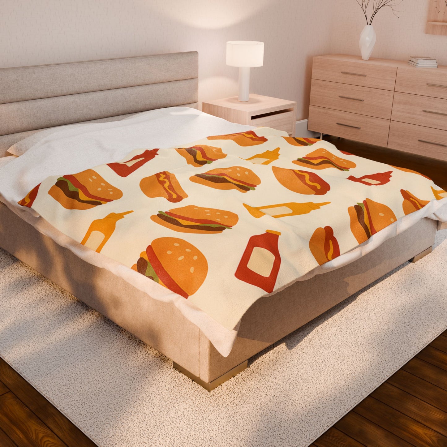 Hamburger Dog Velveteen Plush Blanket