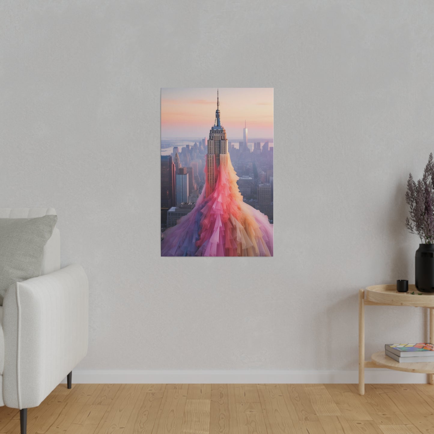 Pastel Empire State Matte Canvas, Stretched