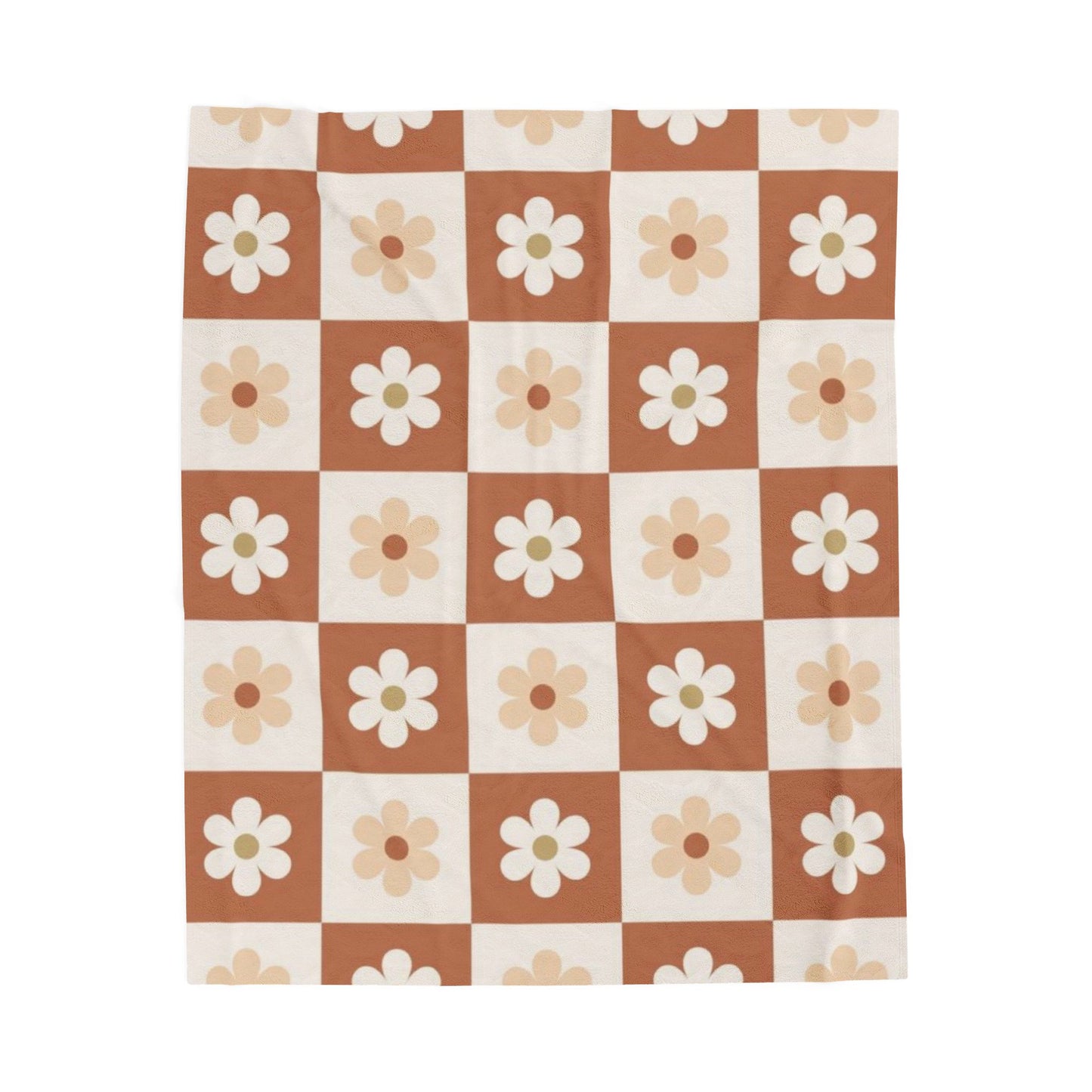 Autumn Checkered Floral Velveteen Plush Blanket