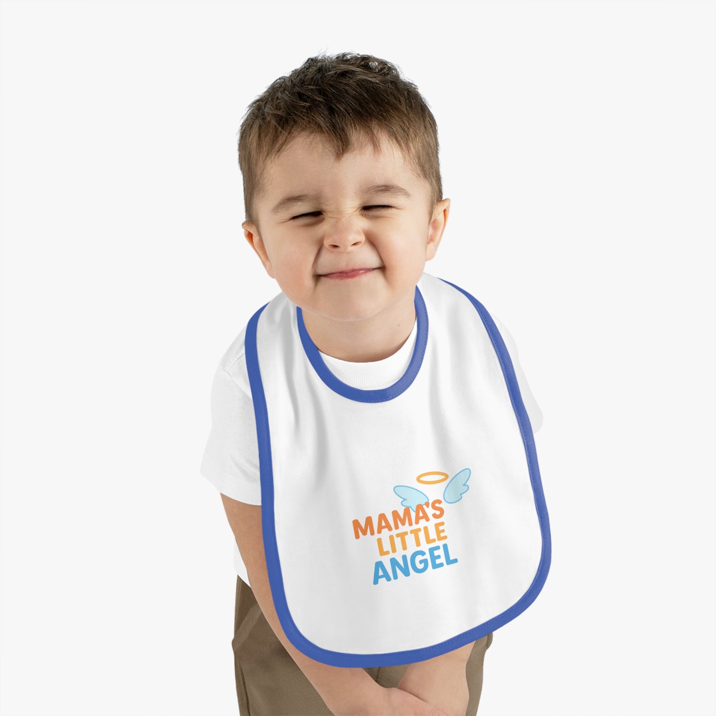Mama's Little Angel Baby Bib with Contrast Trim
