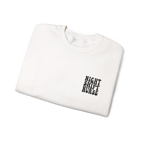 Night Shift Nurse Groovy Embroidered Crewneck Sweatshirt