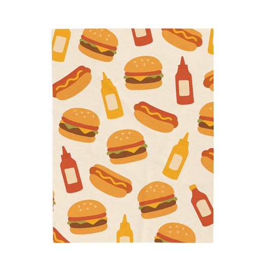 Hamburger Dog Velveteen Plush Blanket