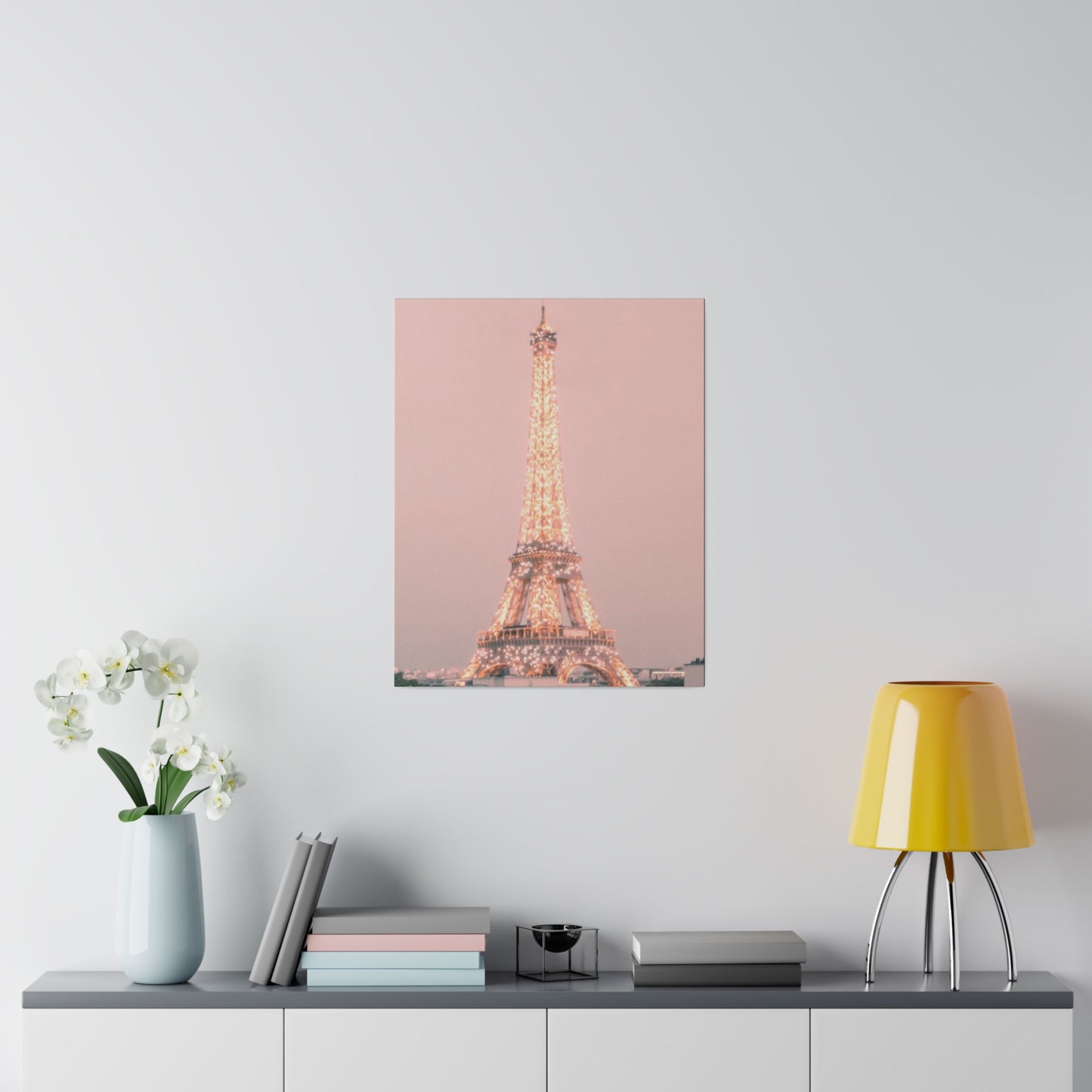 Sunset Paris Eiffel Tower Matte Canvas, Stretched