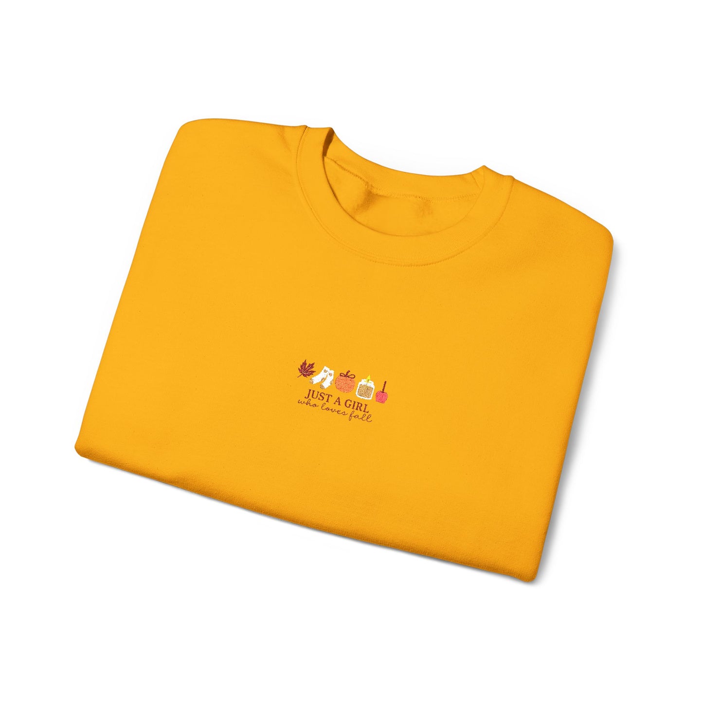 Just a Girl Who Loves Fall Embroidered Crewneck Sweatshirt