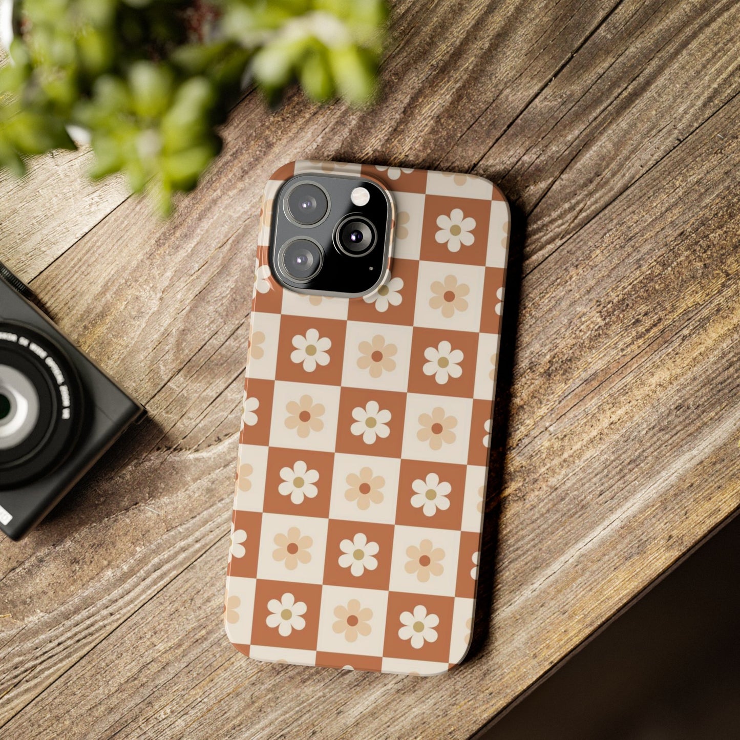 Autumn Checkered Floral Slim iPhone Case