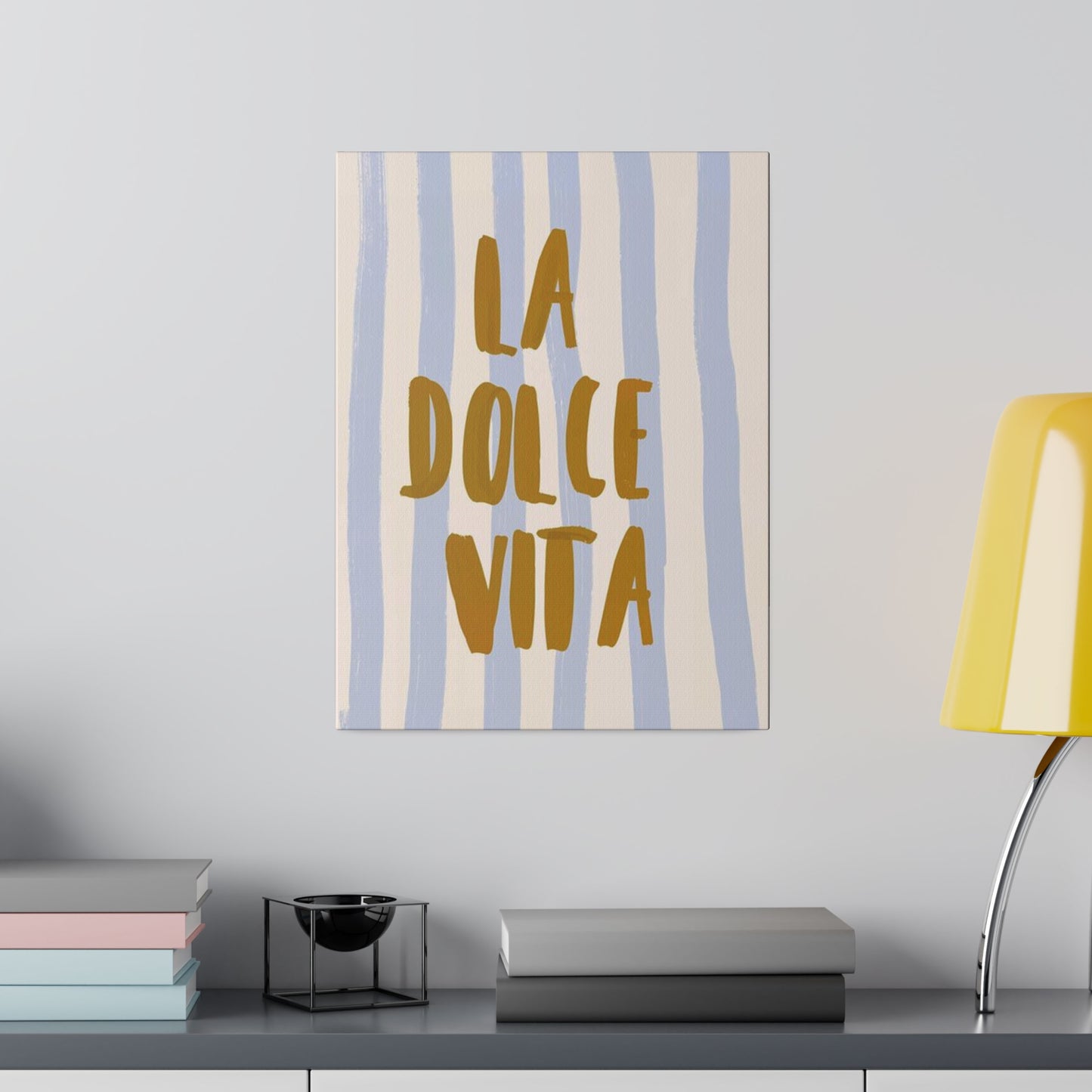 La Dolce Vita Blue Striped Matte Canvas, Stretched