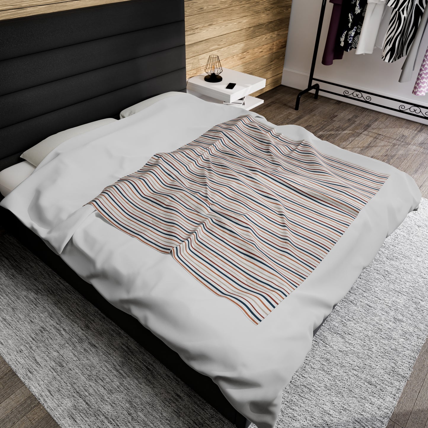 Boho Stripes Velveteen Plush Blanket