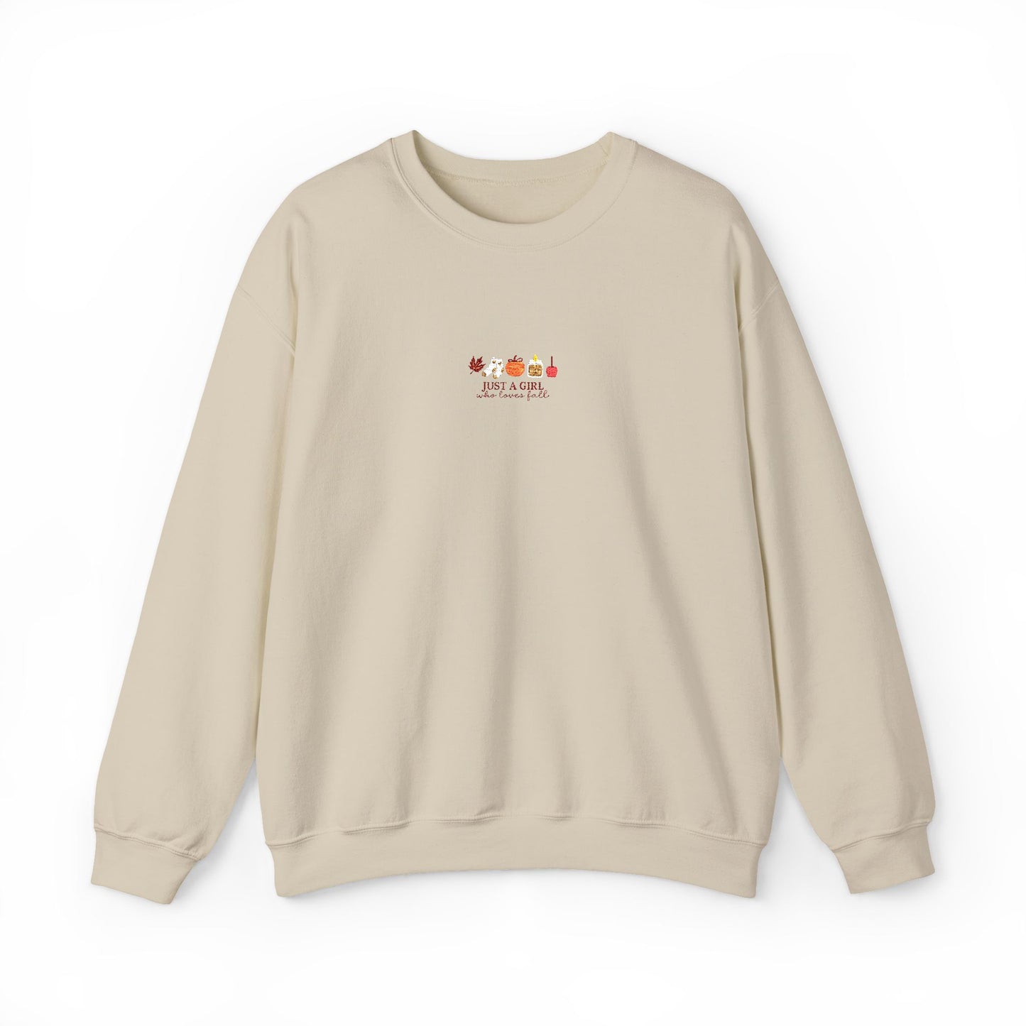 Just a Girl Who Loves Fall Embroidered Crewneck Sweatshirt