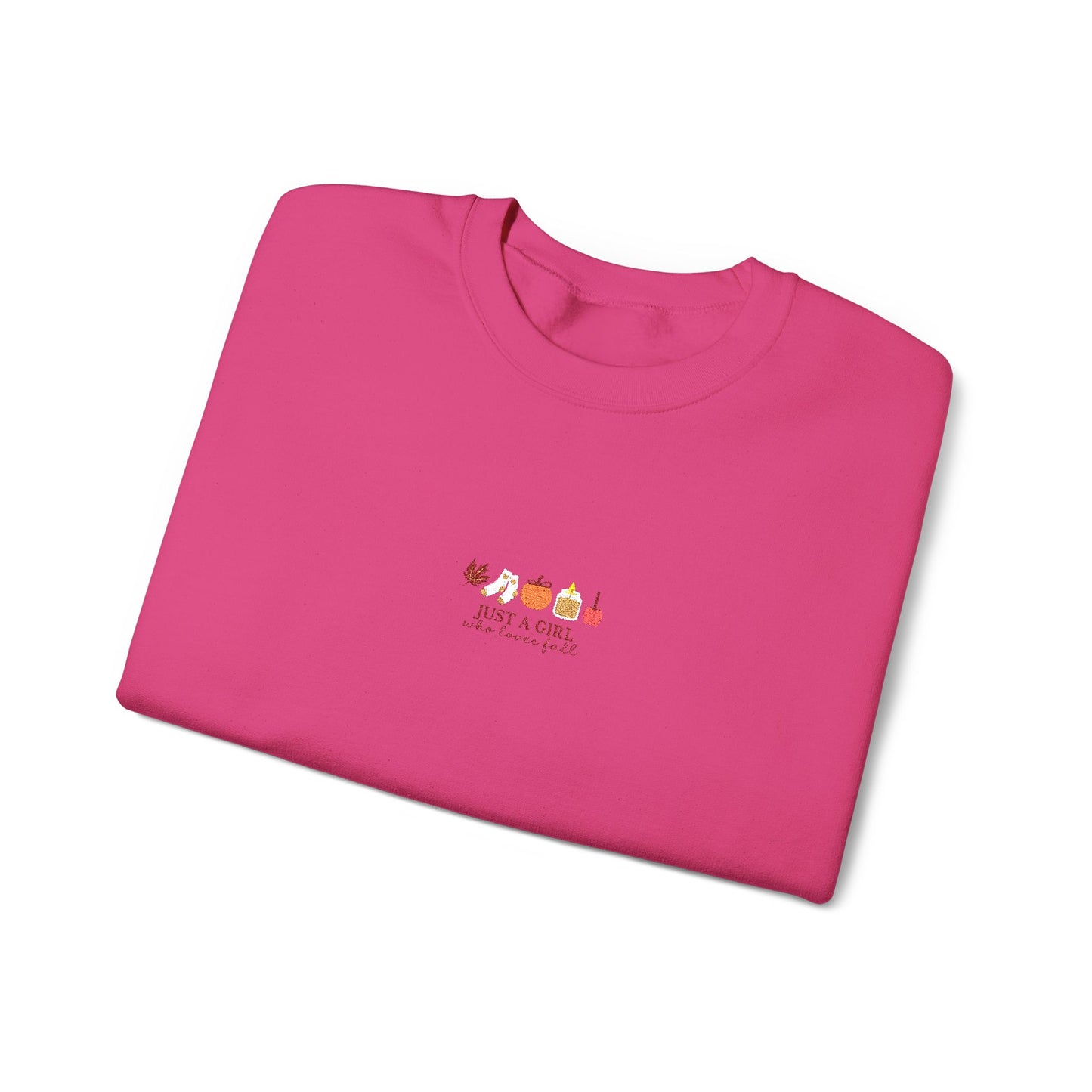 Just a Girl Who Loves Fall Embroidered Crewneck Sweatshirt