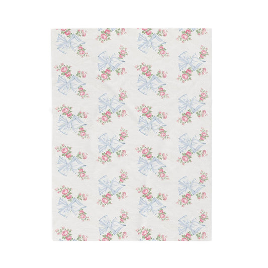 Rosa Beaux Blue Velveteen Plush Blanket