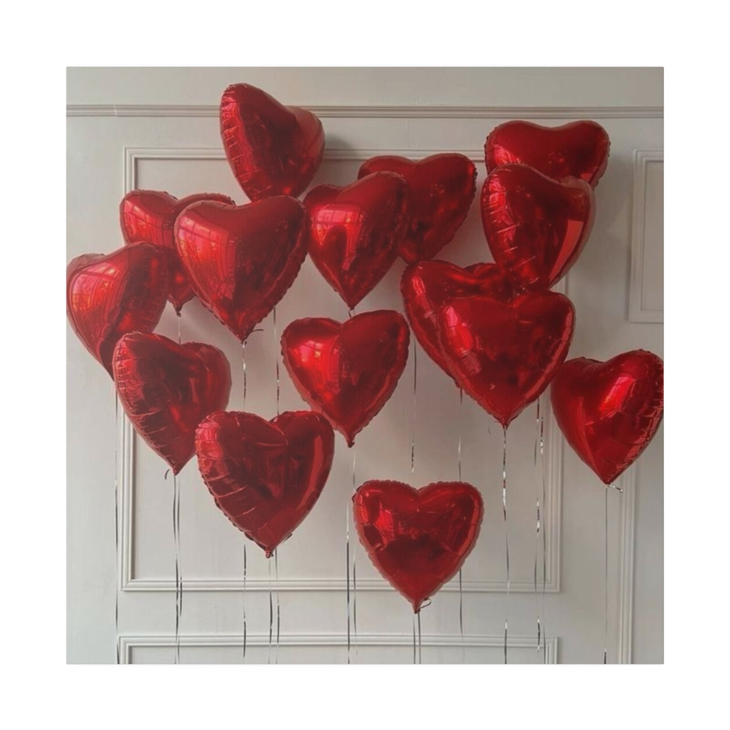 Red Heart Balloons Matte Canvas, Stretched
