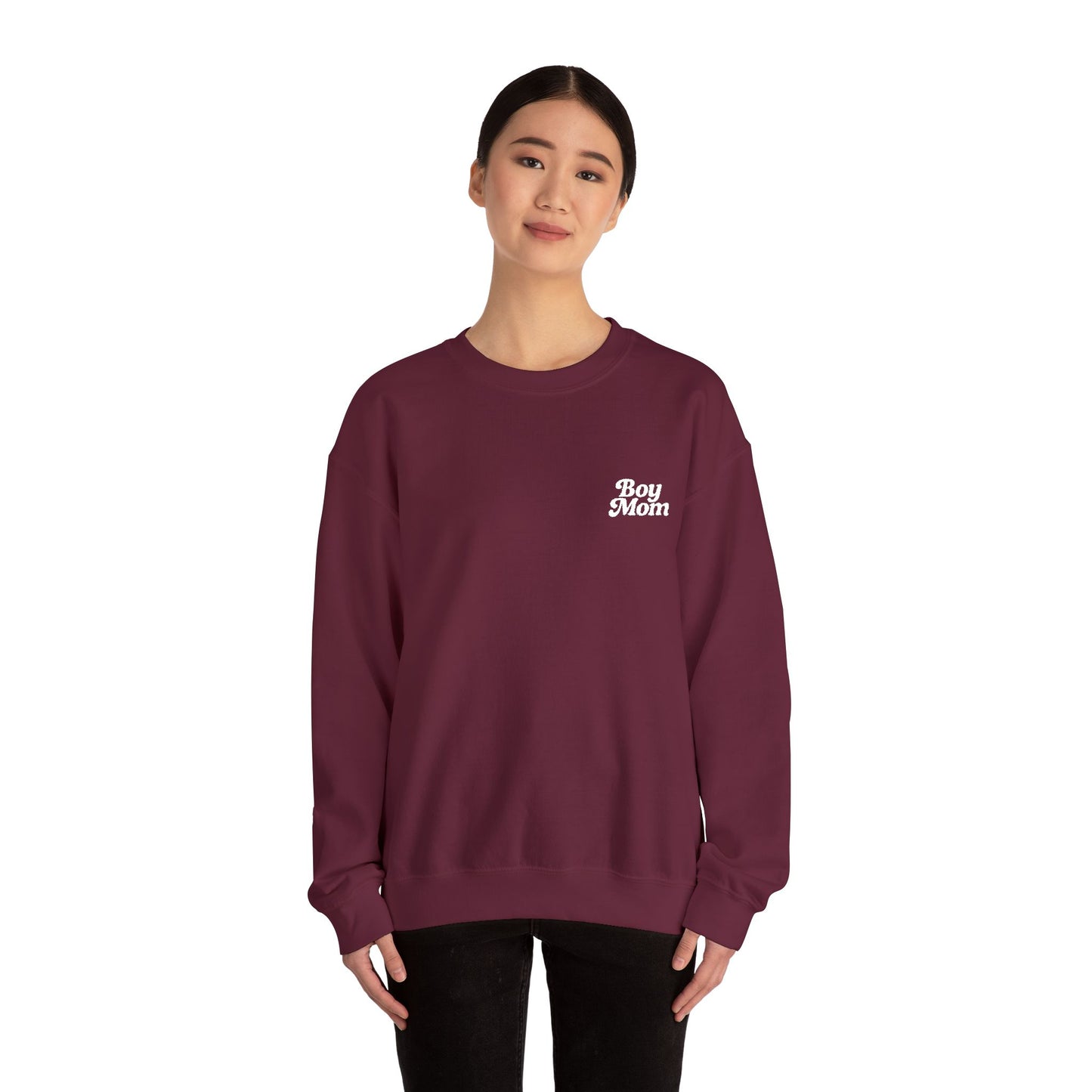 Boy Mom Retro Embroidered Crewneck Sweatshirt