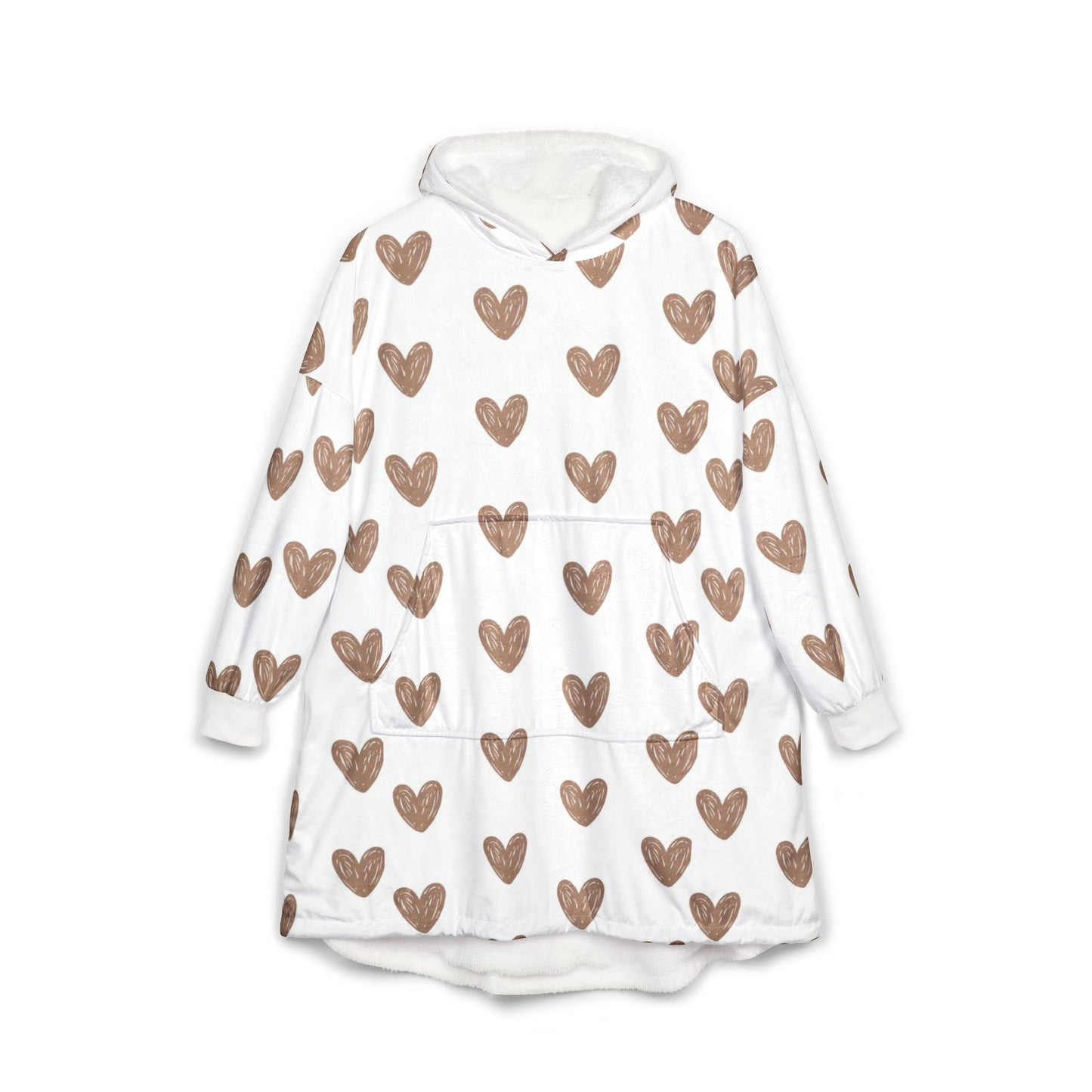 Cozy Heart Print Unisex Hooded Blanket