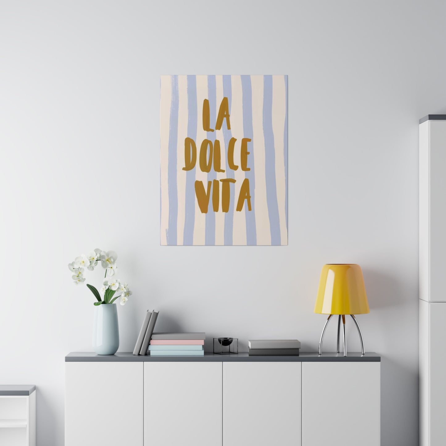 La Dolce Vita Blue Striped Matte Canvas, Stretched
