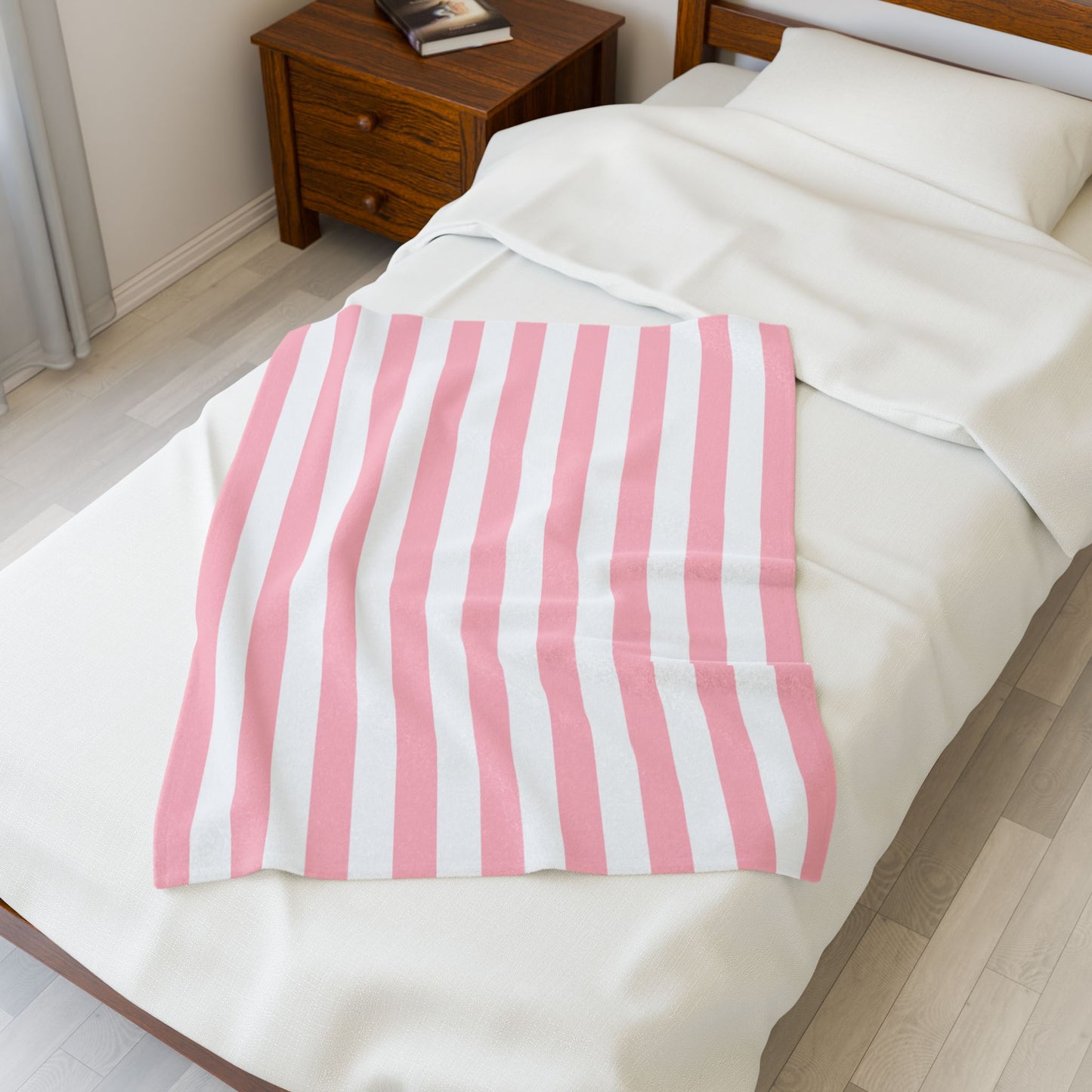 Pink Striped Summer Velveteen Plush Blanket