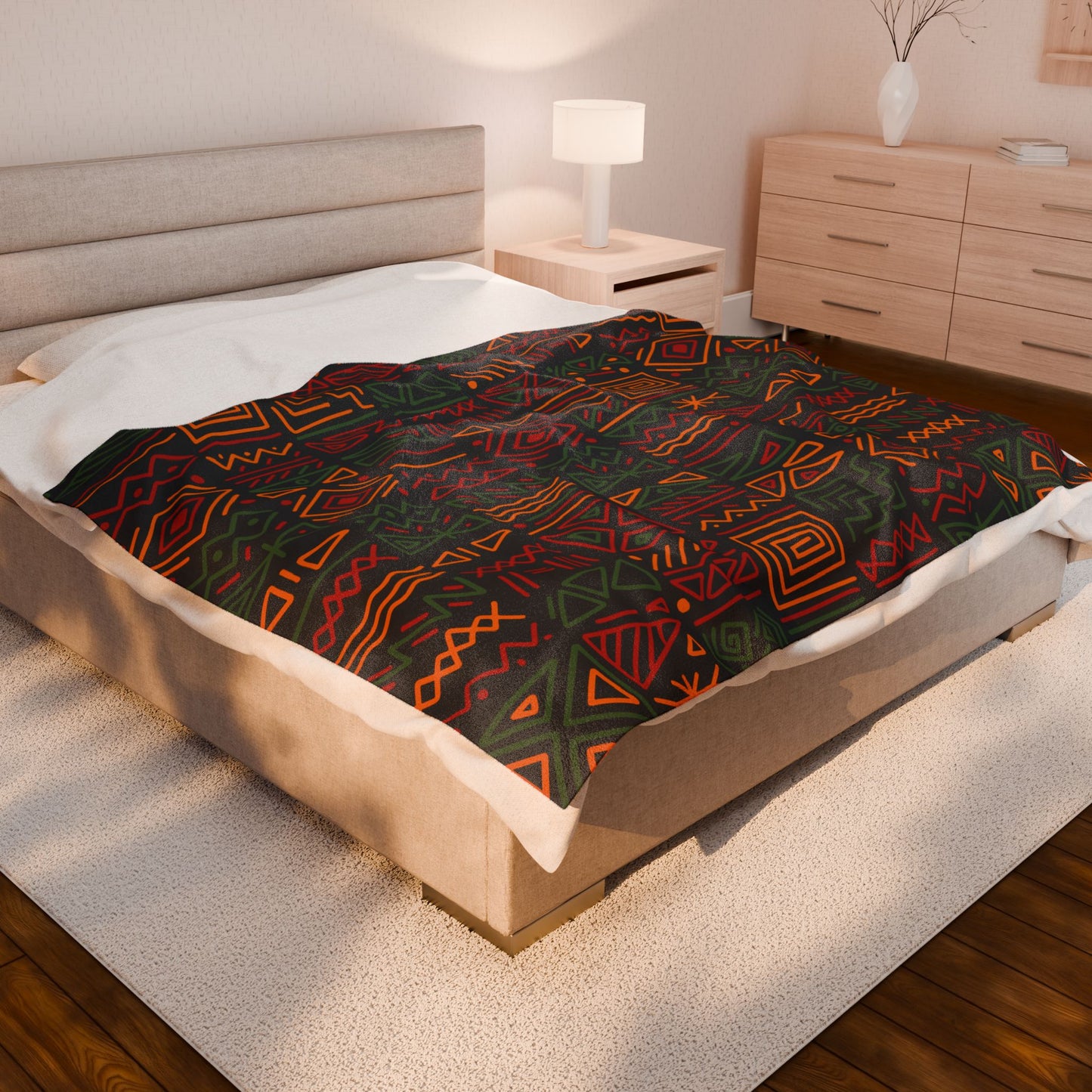 Kente Cloth Velveteen Plush Blanket