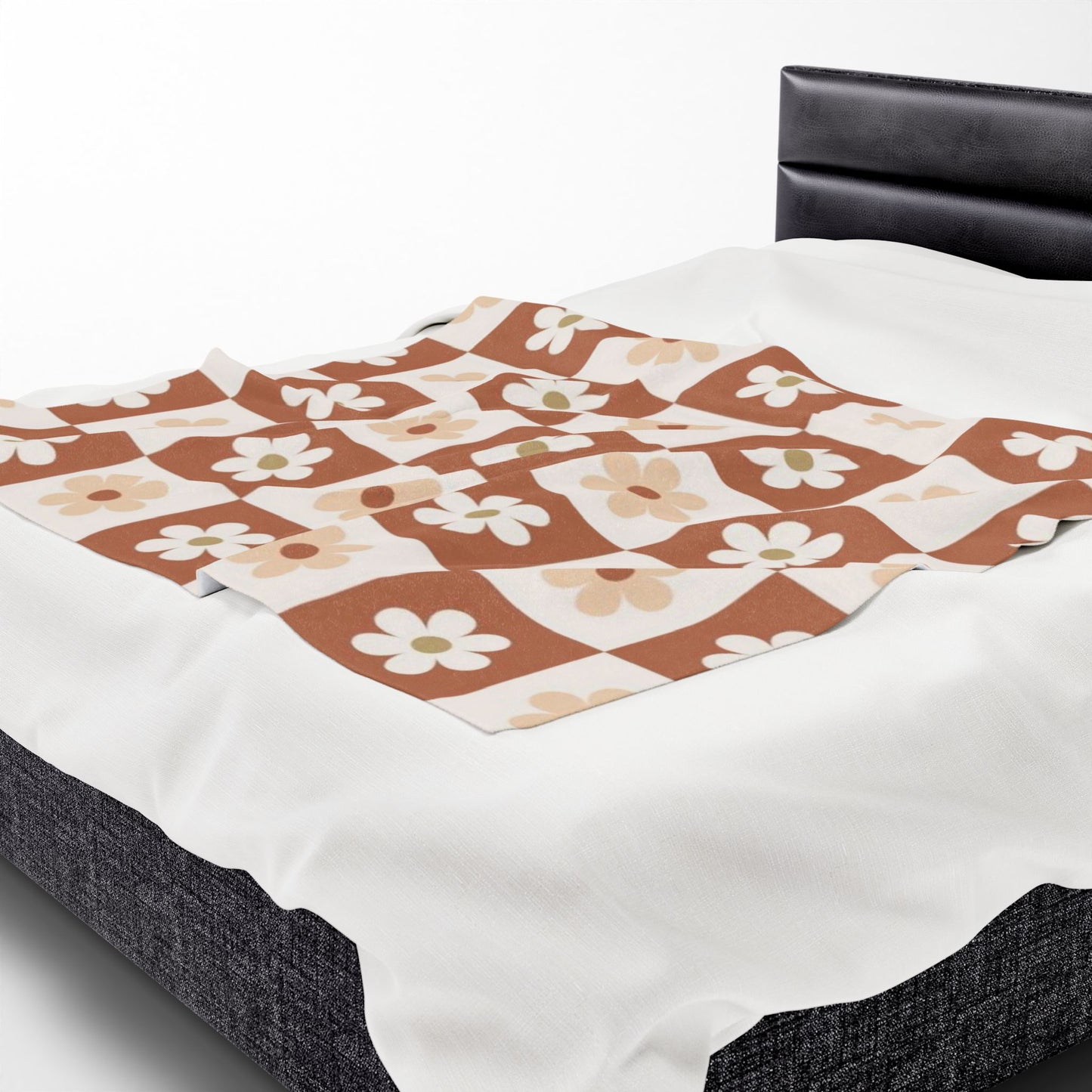 Autumn Checkered Floral Velveteen Plush Blanket