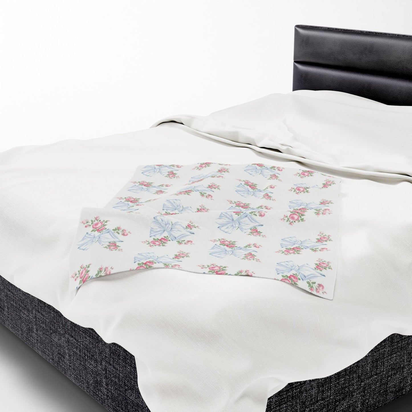 Rosa Beaux Blue Velveteen Plush Blanket