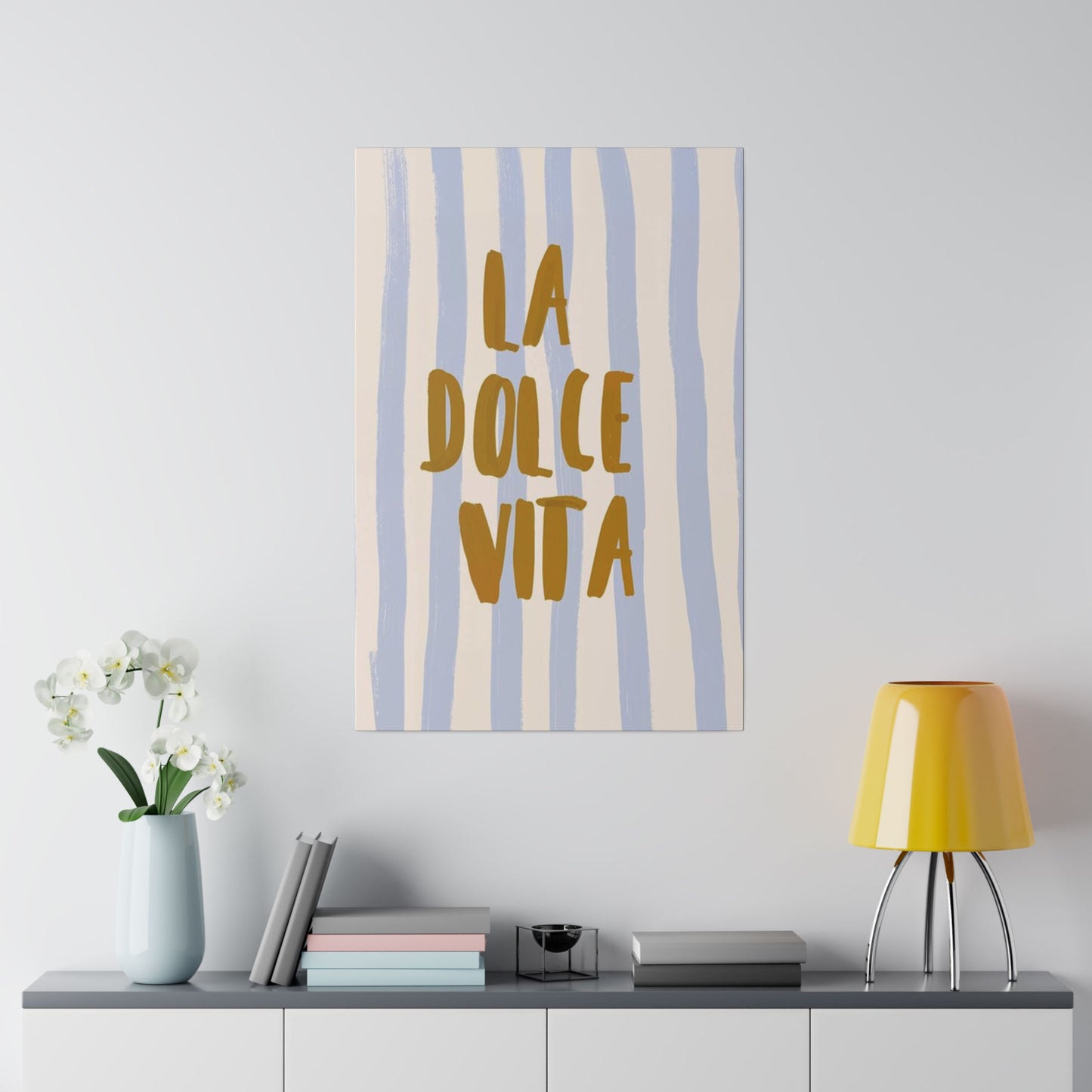 La Dolce Vita Blue Striped Matte Canvas, Stretched
