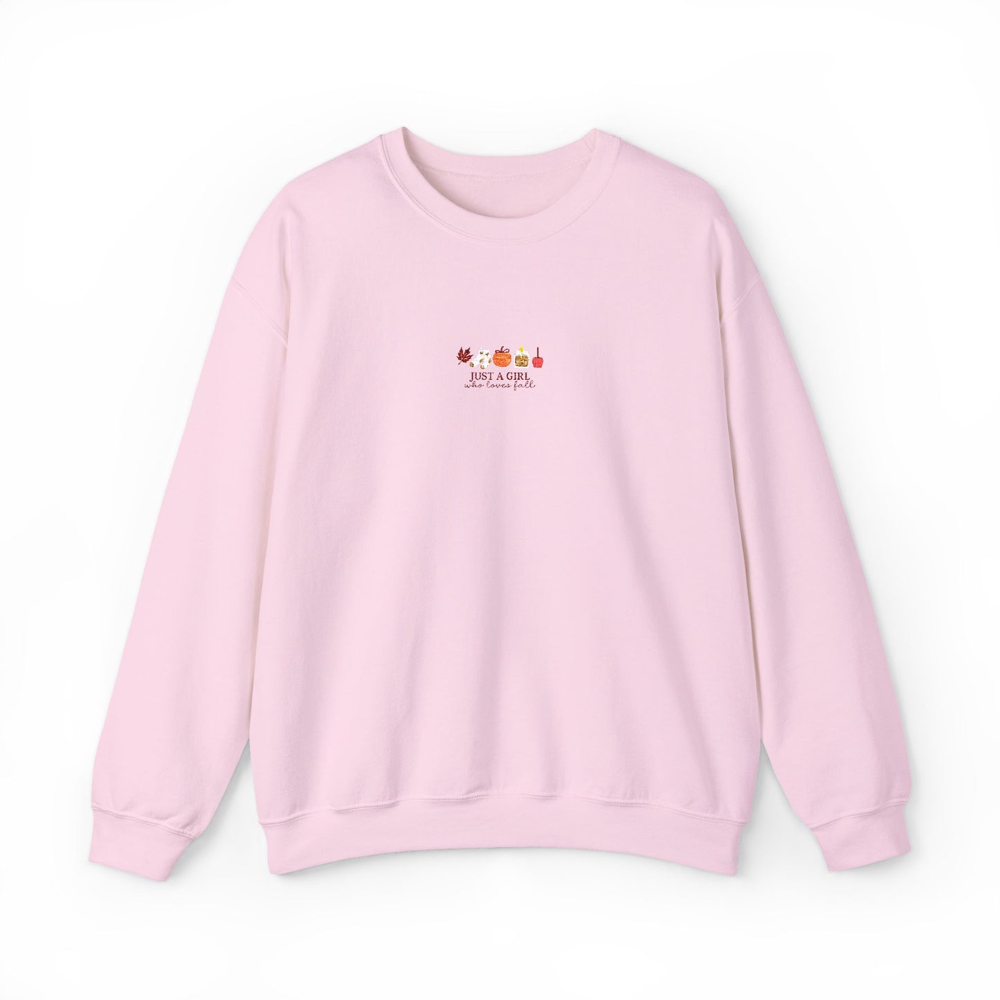 Just a Girl Who Loves Fall Embroidered Crewneck Sweatshirt