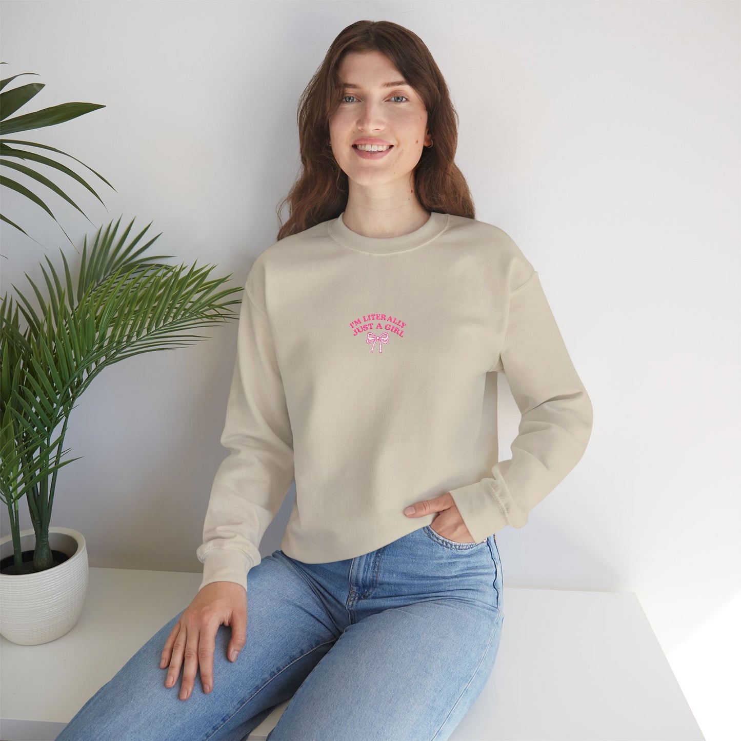 I'm Literally Just a Girl Embroidered Crewneck Sweatshirt