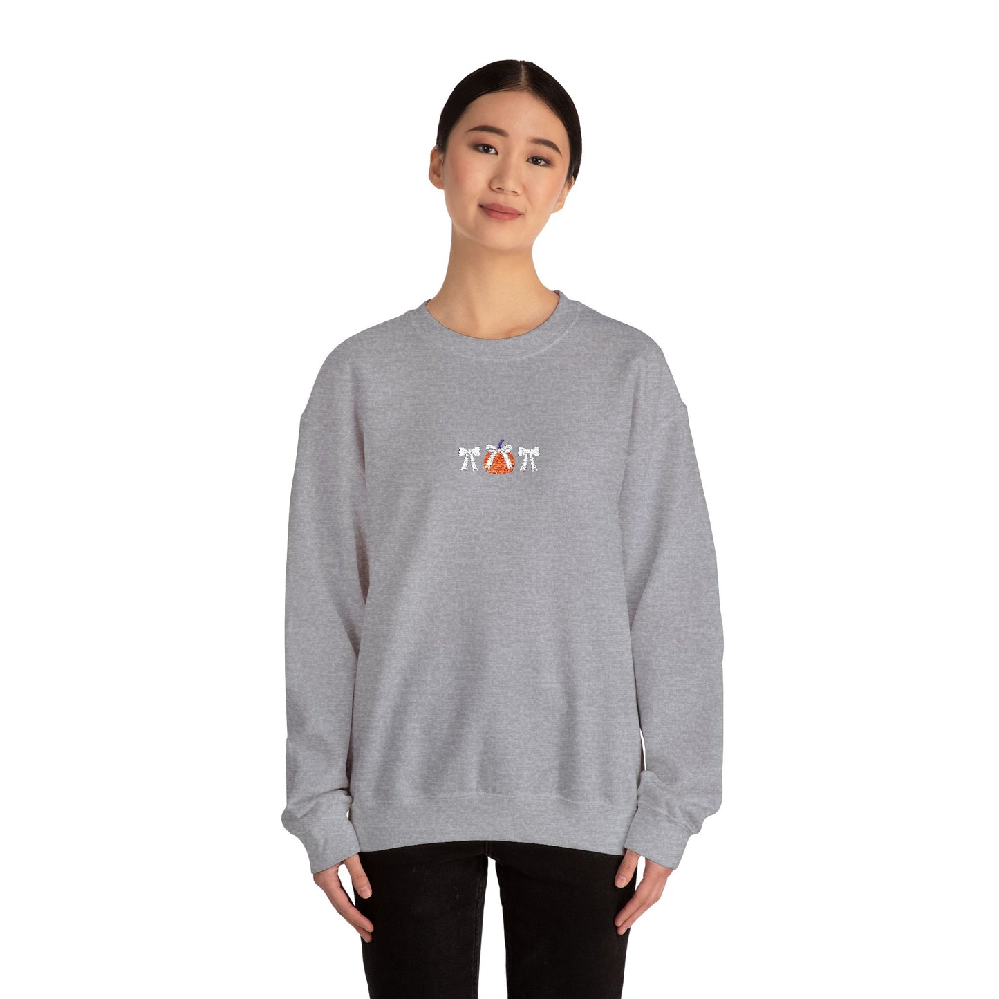 Coquette Pumpkin Embroidered Crewneck Sweatshirt