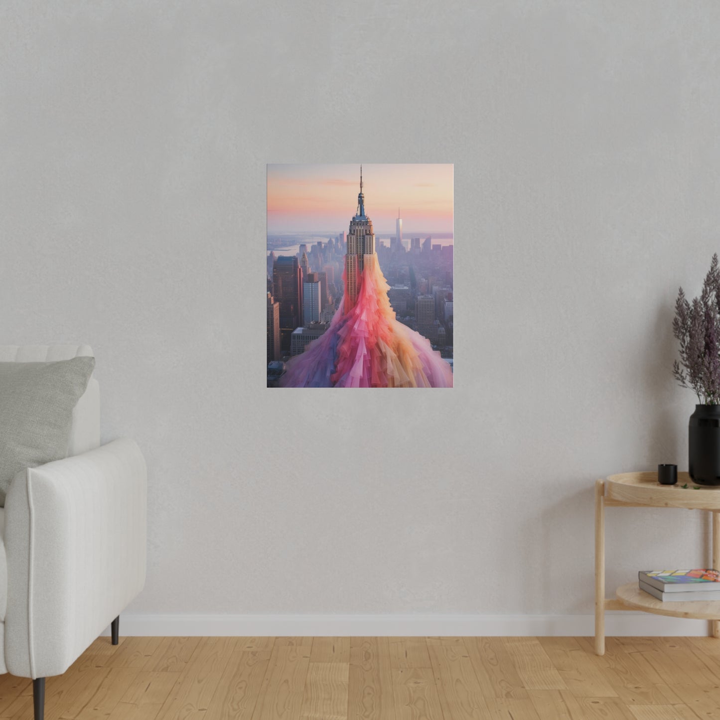 Pastel Empire State Matte Canvas, Stretched