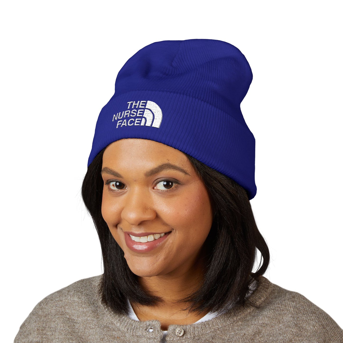 The Nurse Face Embroidered Classic Cuffed Beanie