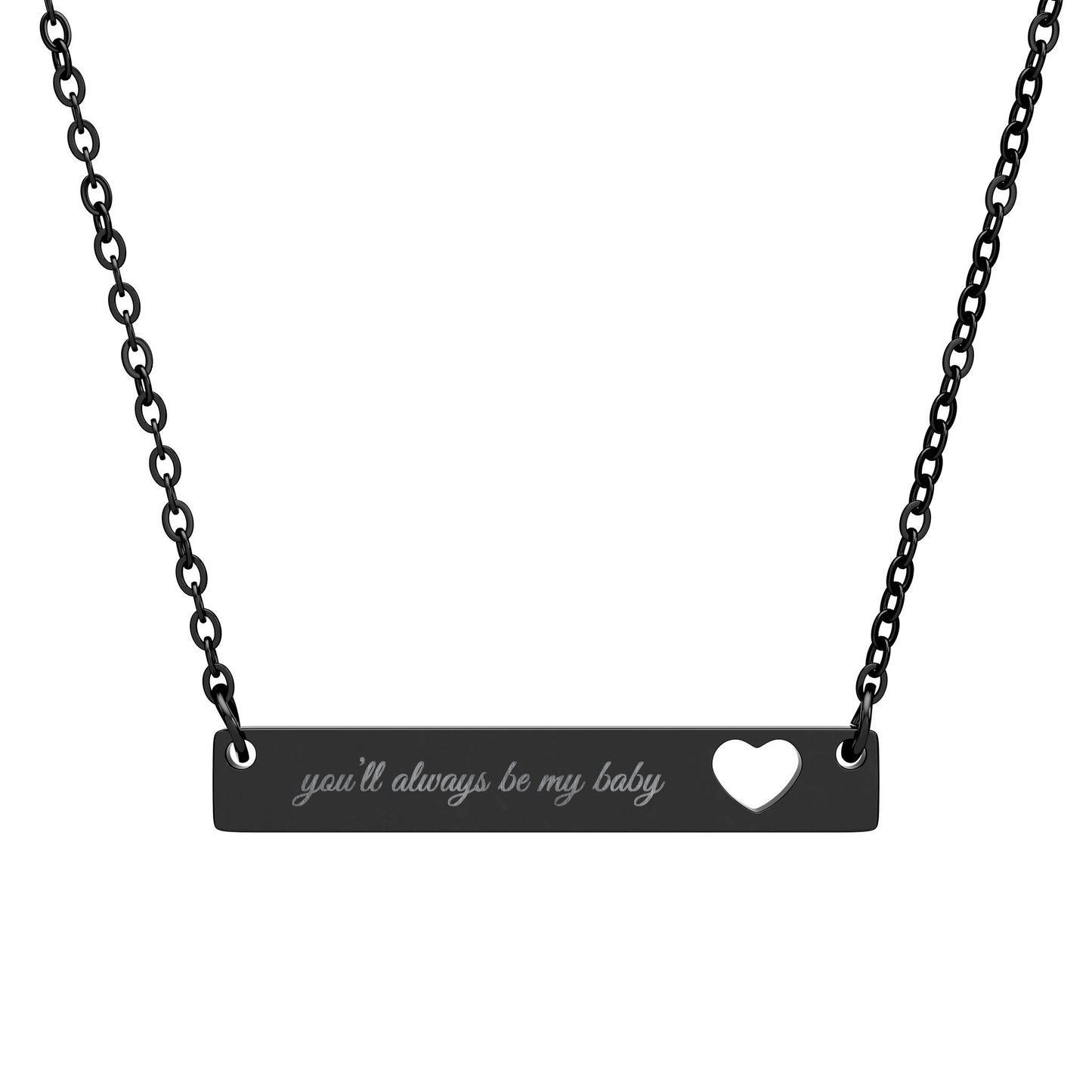 You'll Always Be My Baby Personalized Cutout Heart Bar Necklace