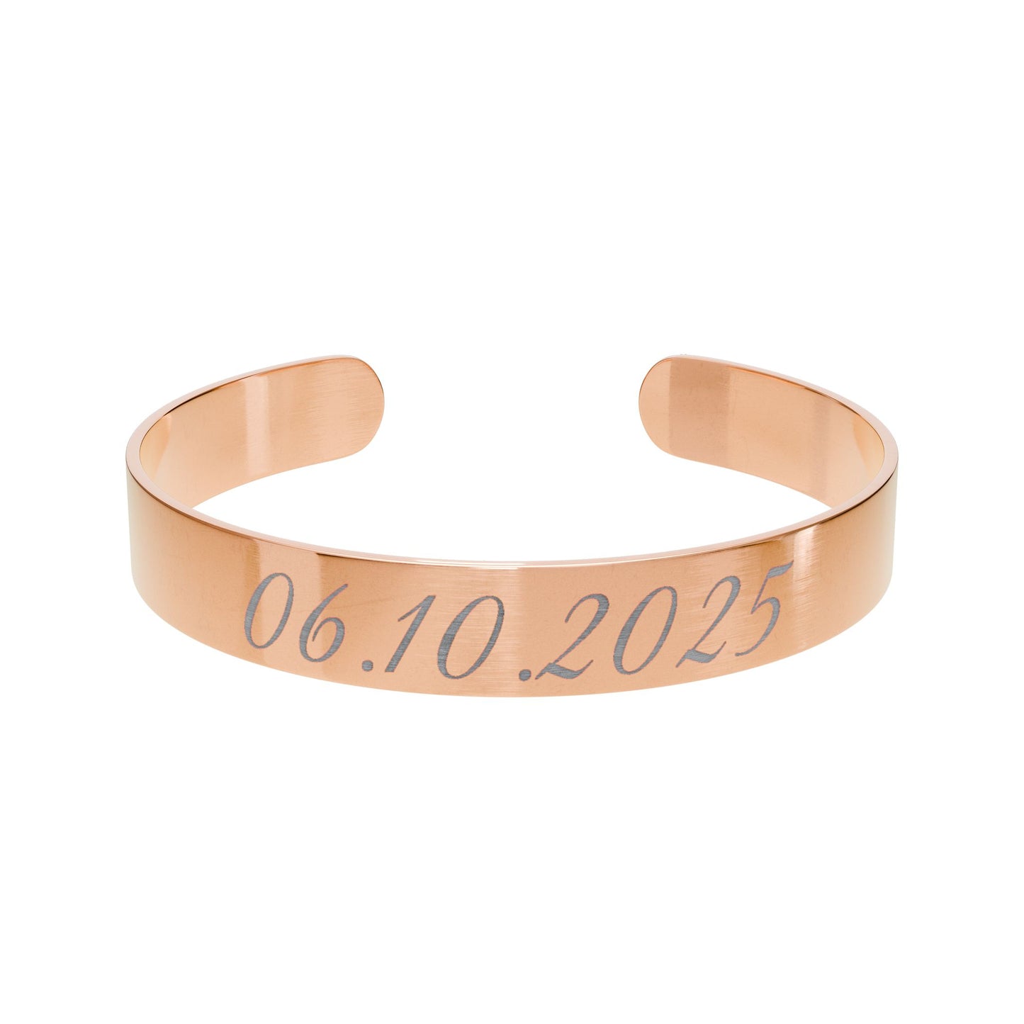 Custom Date Personalized Engraved Cuff Bracelet (Rose Gold/Gold)