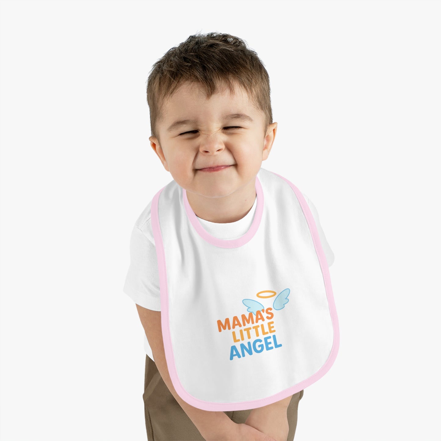 Mama's Little Angel Baby Bib with Contrast Trim
