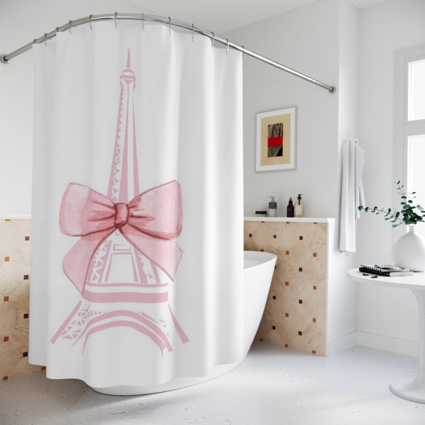 Eiffel Tower Bow Shower Curtain