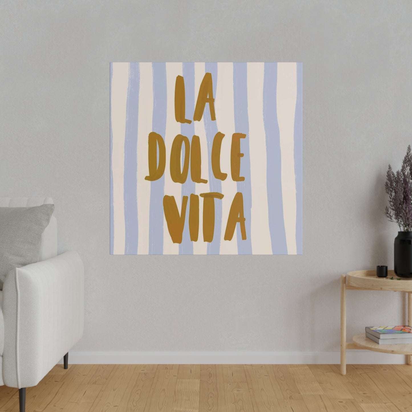 La Dolce Vita Blue Striped Matte Canvas, Stretched