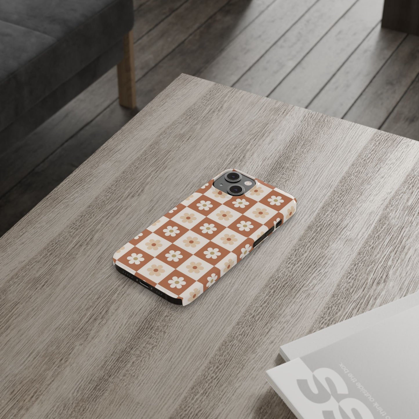Autumn Checkered Floral Slim iPhone Case