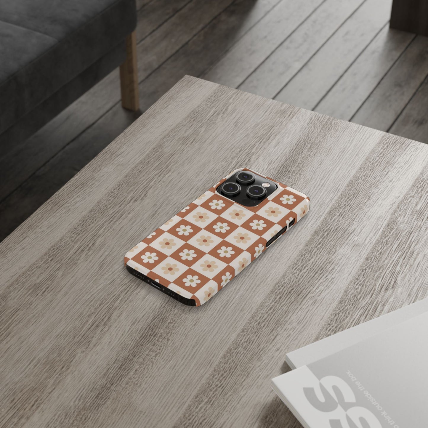 Autumn Checkered Floral Slim iPhone Case