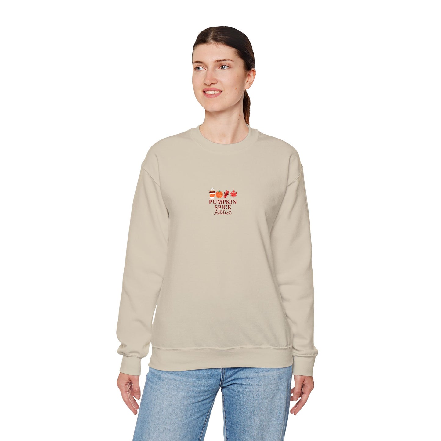 Pumpkin Spice Addict Embroidered Crewneck Sweatshirt