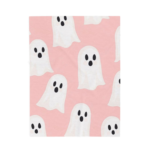 Cute Ghost Pattern Pink Velveteen Plush Blanket