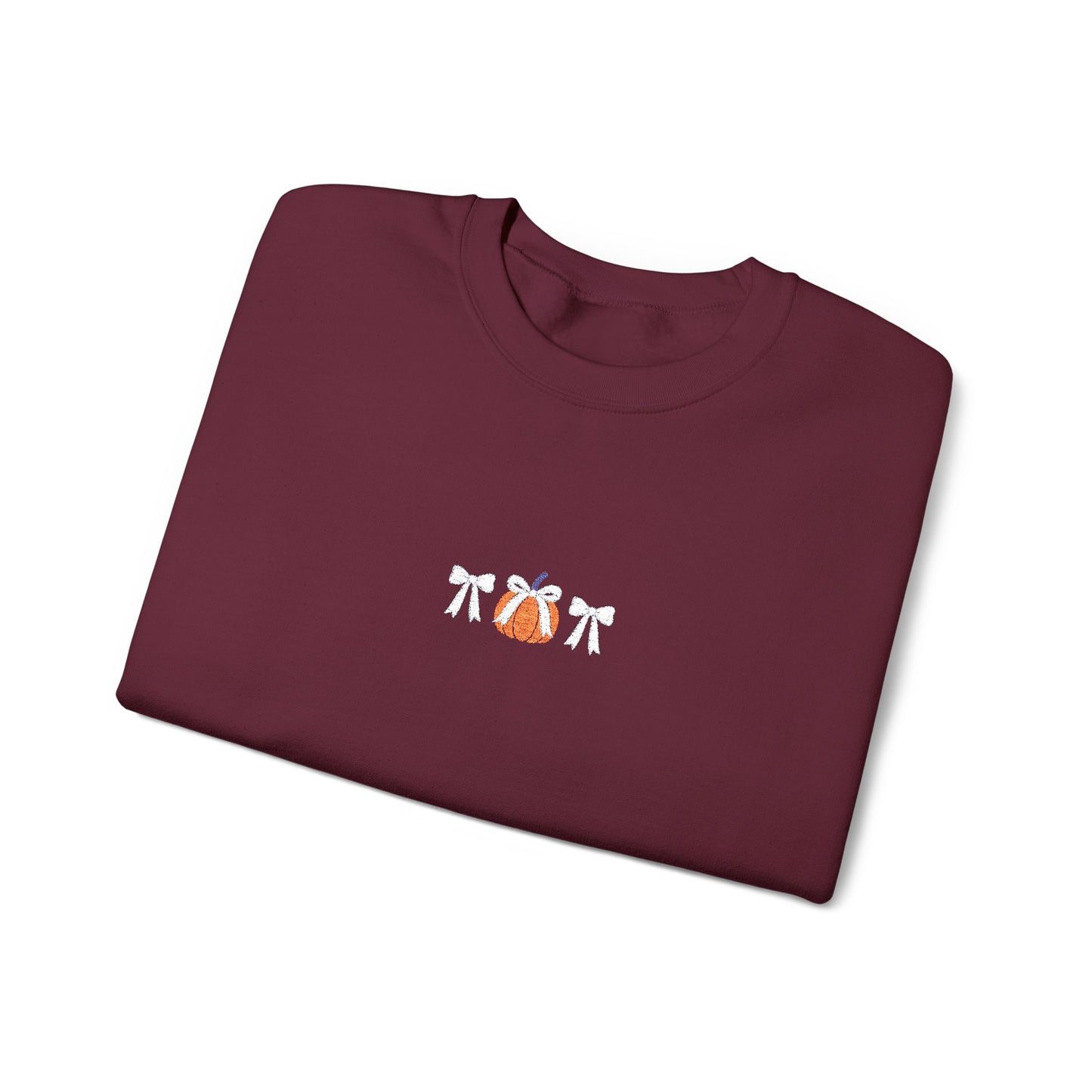 Coquette Pumpkin Embroidered Crewneck Sweatshirt