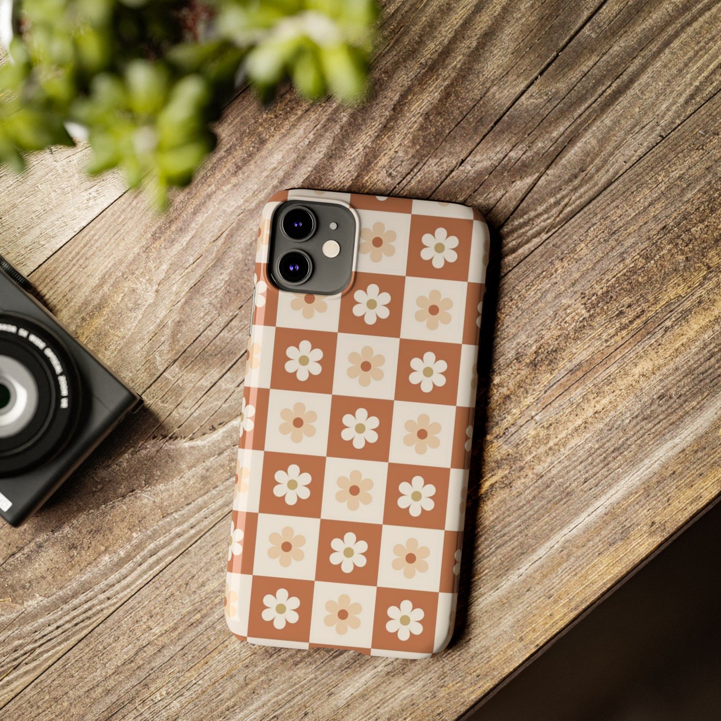 Autumn Checkered Floral Slim iPhone Case