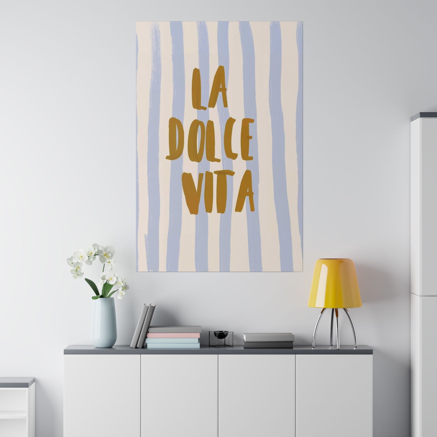 La Dolce Vita Blue Striped Matte Canvas, Stretched