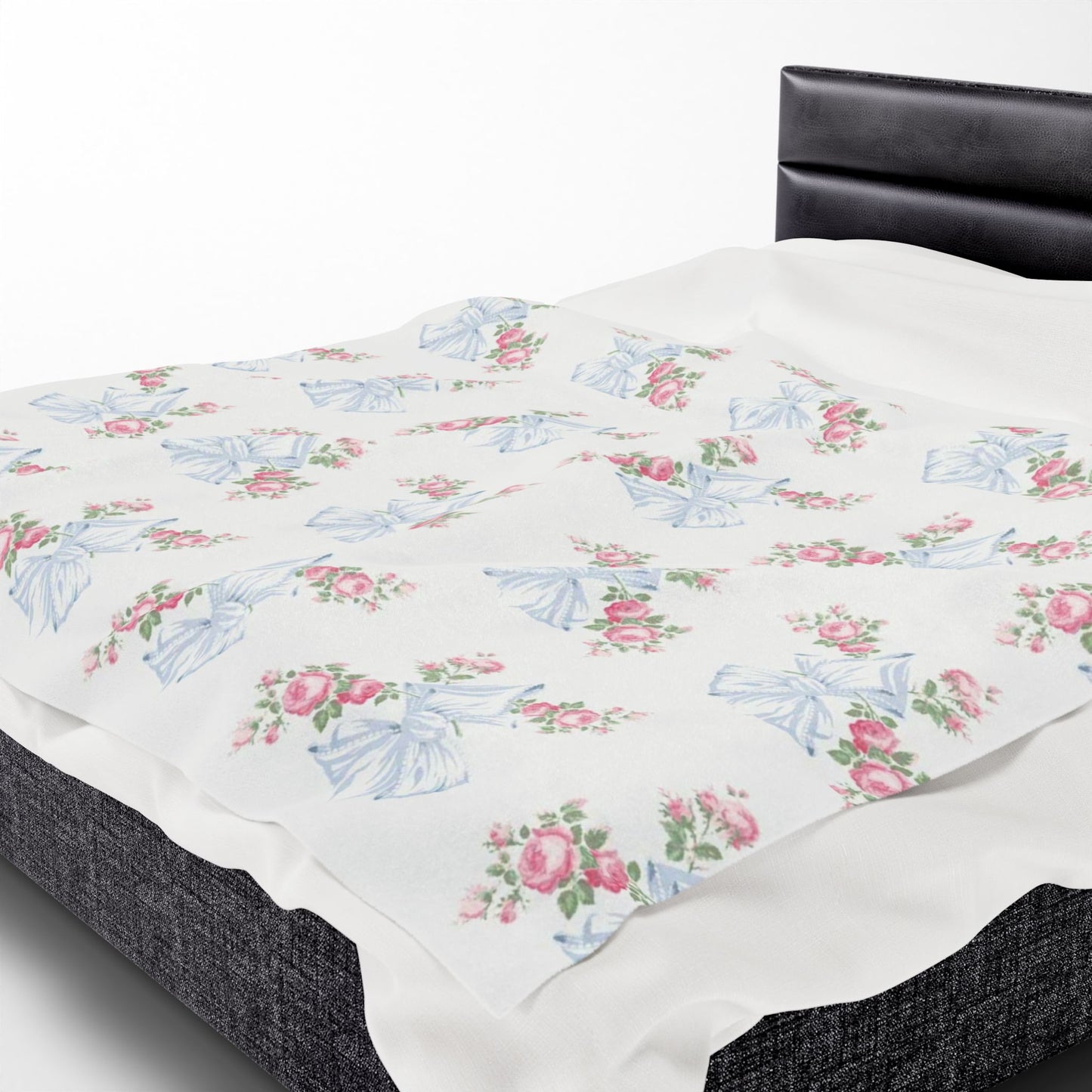 Rosa Beaux Blue Velveteen Plush Blanket