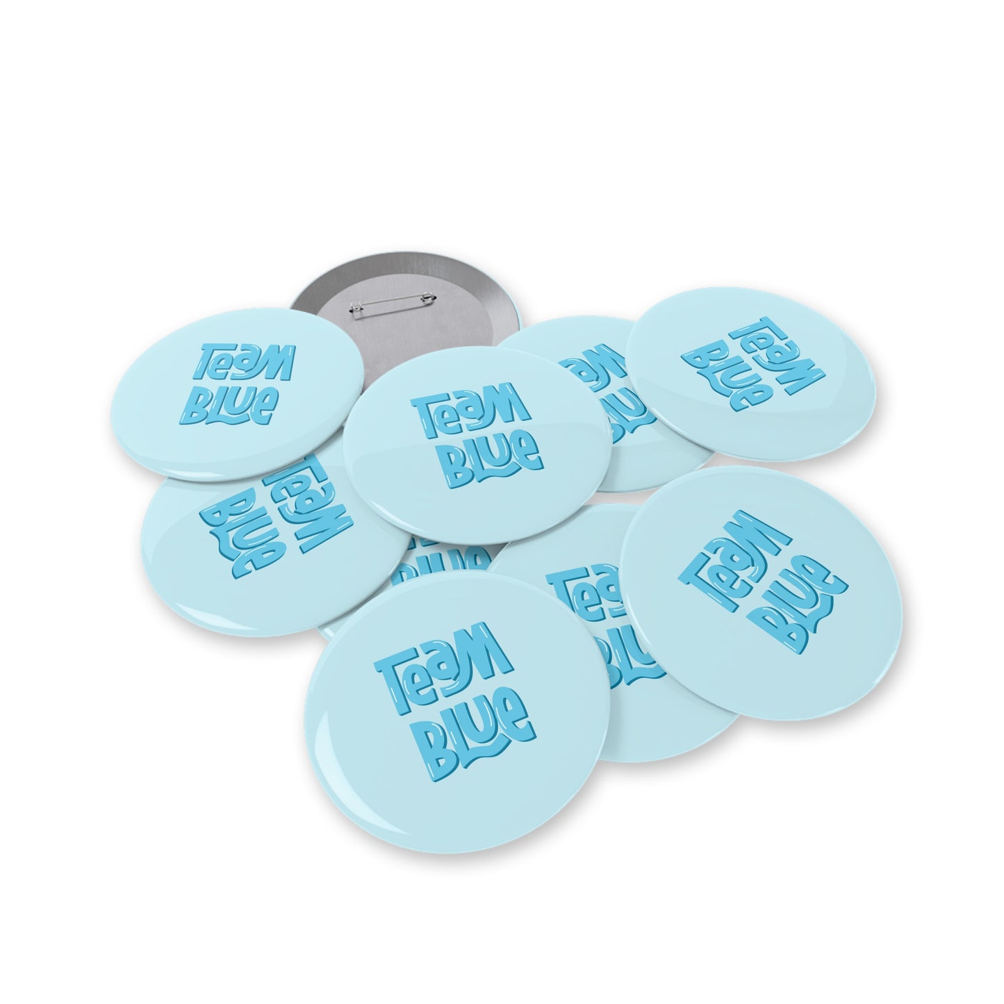 Team Blue Gender Reveal Round Pins, 10 pcs