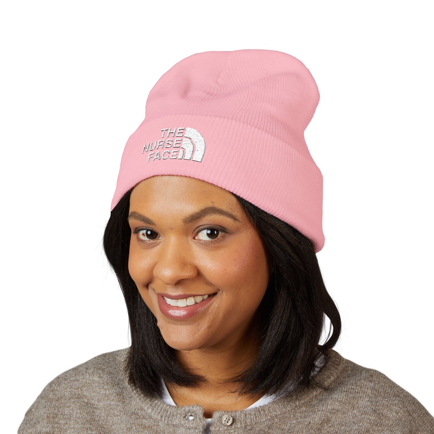 The Nurse Face Embroidered Classic Cuffed Beanie