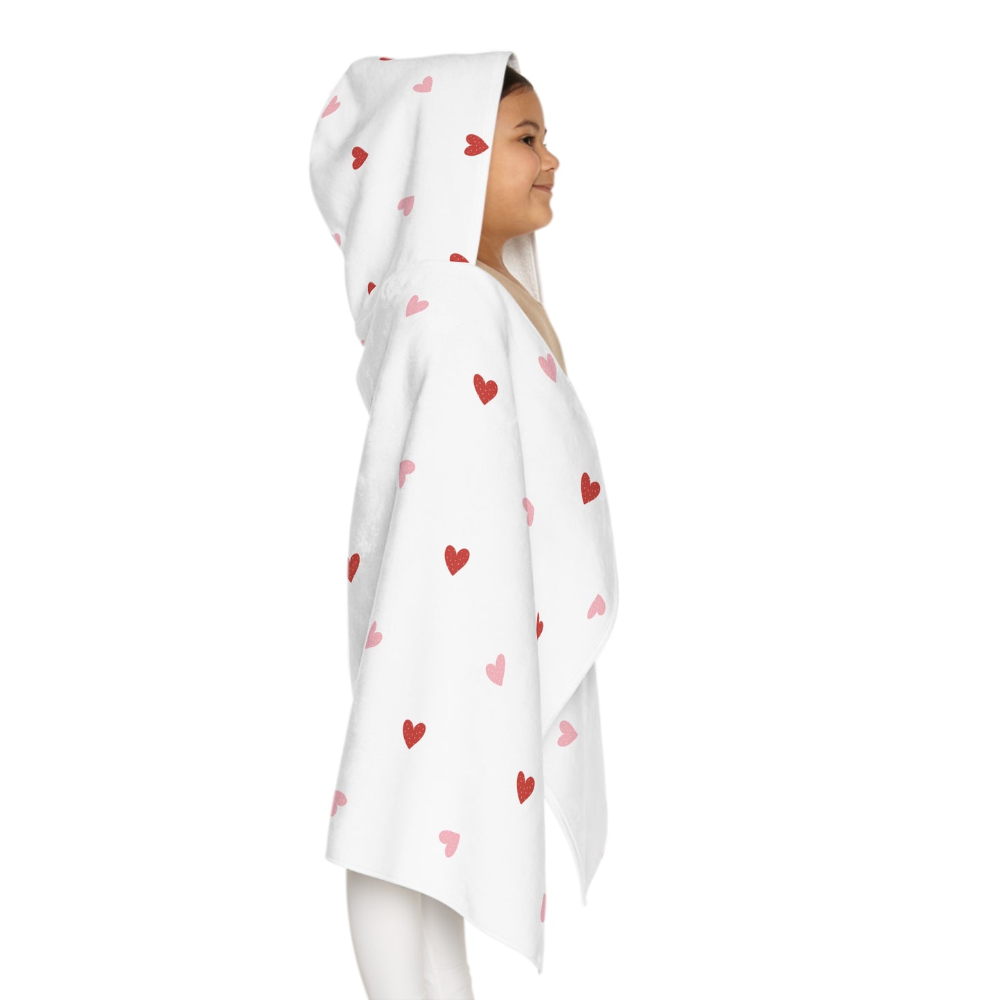 Polka Hearts Youth Hooded Towel